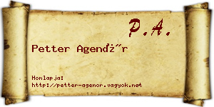 Petter Agenór névjegykártya